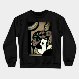 ART DECO 70S OP ART DOLLY GIRL WITH POLKA DOT HAT Crewneck Sweatshirt